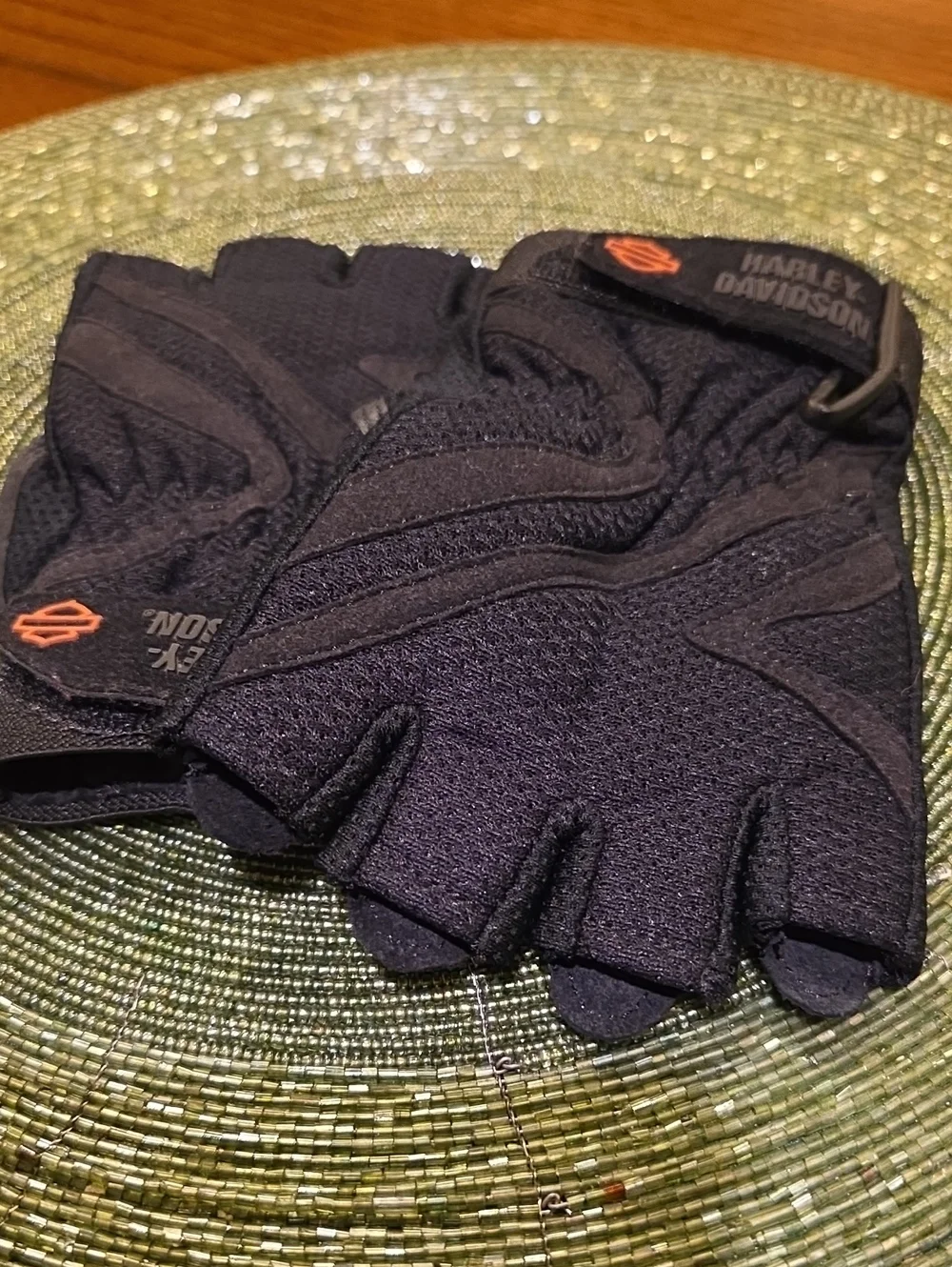 Harley-Davidson Women's Black and Orange Fingerless Riding Gloves